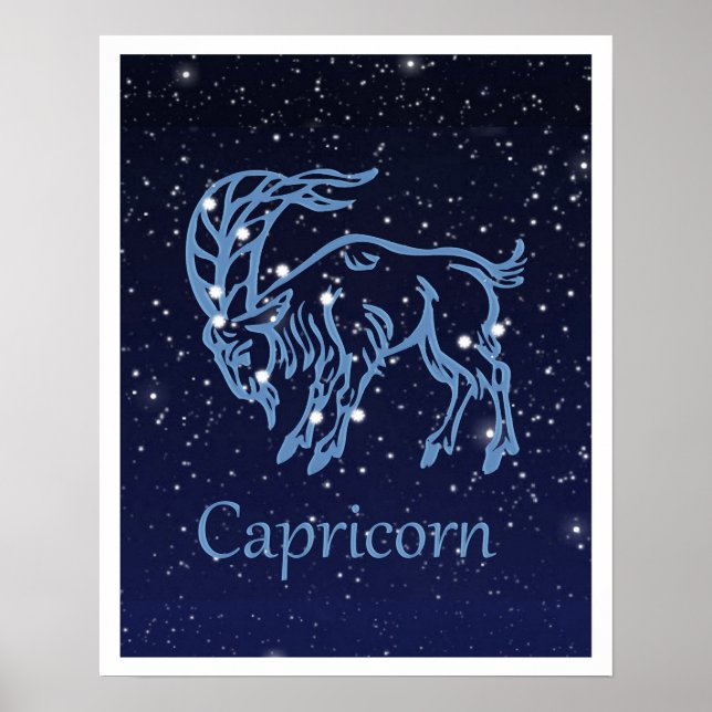 Poster Symbole Capricorne Constellation et Zodiaque avec  (Devant)