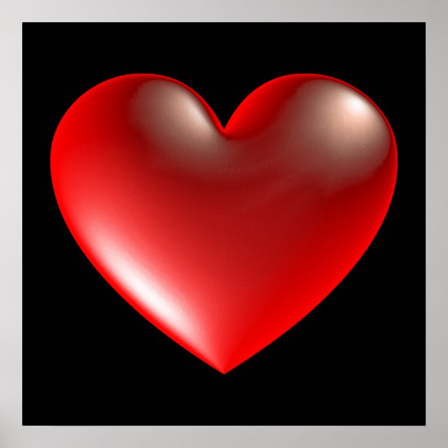 Poster Symbole cardiaque 3D rouge (Devant)