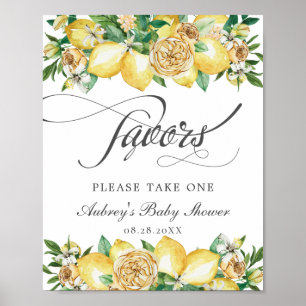 Poster Symbole Chic Lemon Floral Faveurs Baby Fête des ma
