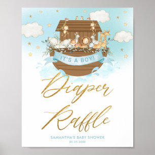 Poster Symbole chic Noah's Ark Blue Boy Diaper Raffle Dec