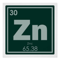 Symbole chimique de l'élément de zinc chimie formu