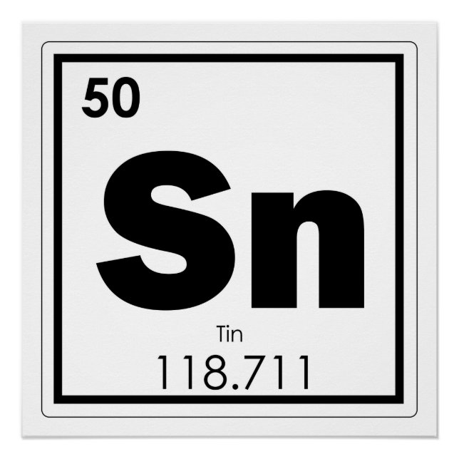 Poster Symbole chimique de l'élément tin chimie formule g (Devant)
