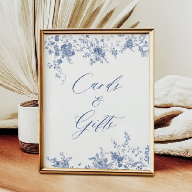 Poster Symbole Chinoiserie Blue Floral Cartes et cadeaux (Créateur téléchargé)