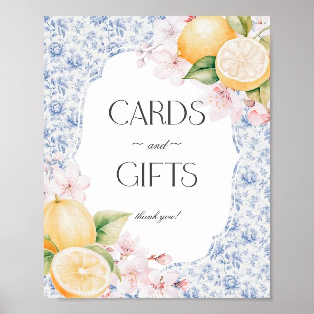 Poster Symbole Chinoiserie Lemon Tea Party Cartes et cade (Devant)