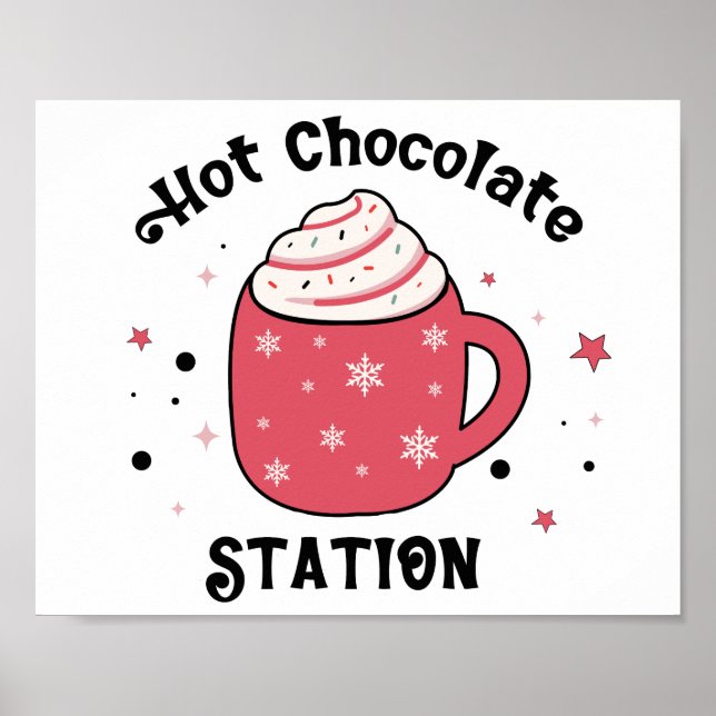 Poster Symbole Chocolat Chaud Station Vibes Rétro (Devant)