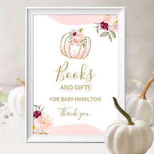 Poster Symbole citrouille Automne Fille Baby shower Livre