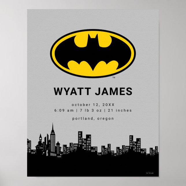 Poster Symbole Classique de Batman | Statistiques de Nais (Devant)