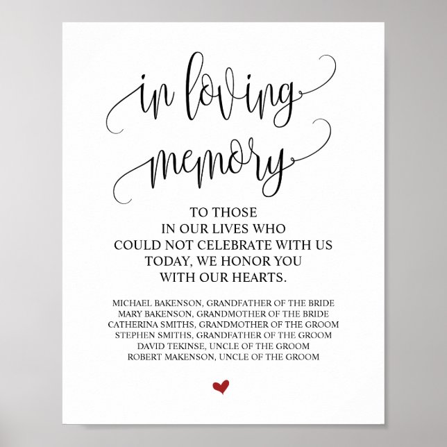 Poster Symbole commémoratif de l'amour dans notre coeur (Devant)