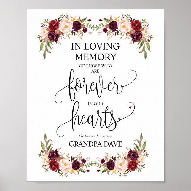 Poster Symbole commémoratif Forever In Our Hearts v8 (Devant)