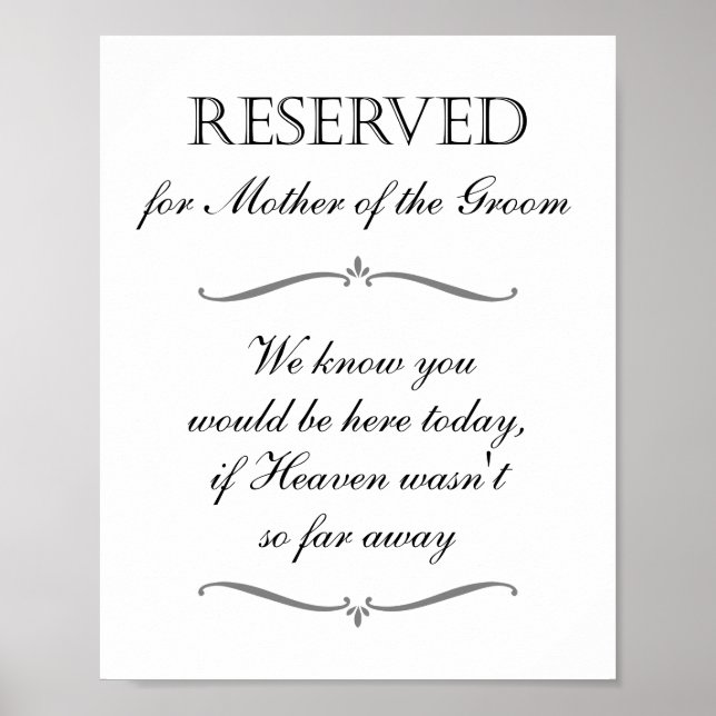 Poster Symbole commémoratif Mère du Ciel Groom Réservé (Devant)