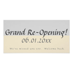 Poster Symbole commercial Peach Gray Grand Réouverture