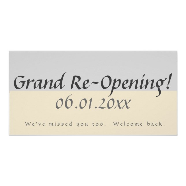 Poster Symbole commercial Peach Gray Grand Réouverture (Devant)