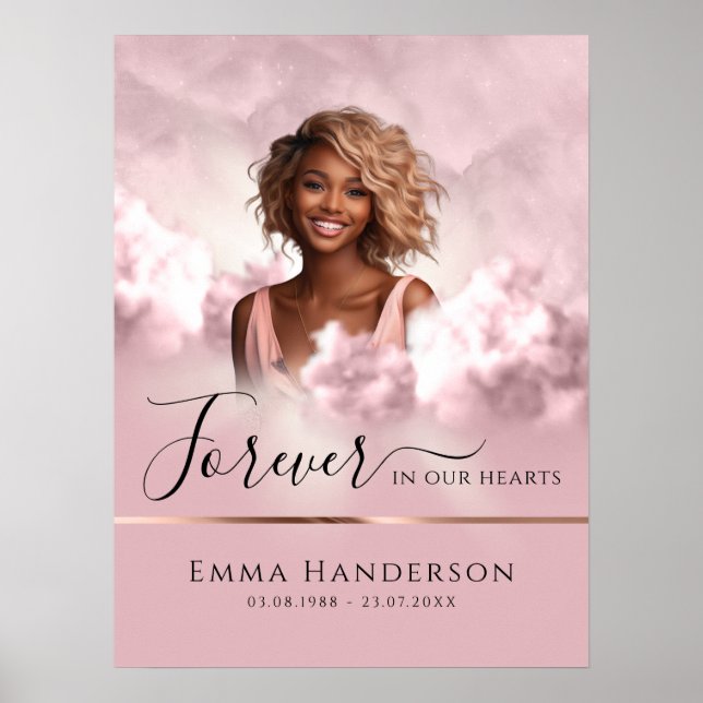 Poster Symbole d'accueil pour les funérailles rose et Ros (Devant)