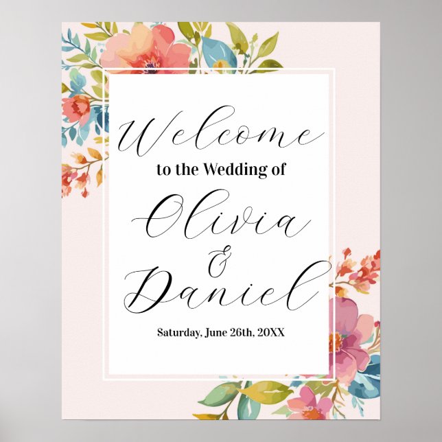 Poster Symbole d'affiche Mariage de bienvenue Flores d'ét (Devant)