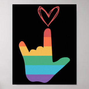 Poster Symbole d'amour arc-en-ciel Asl sourd
