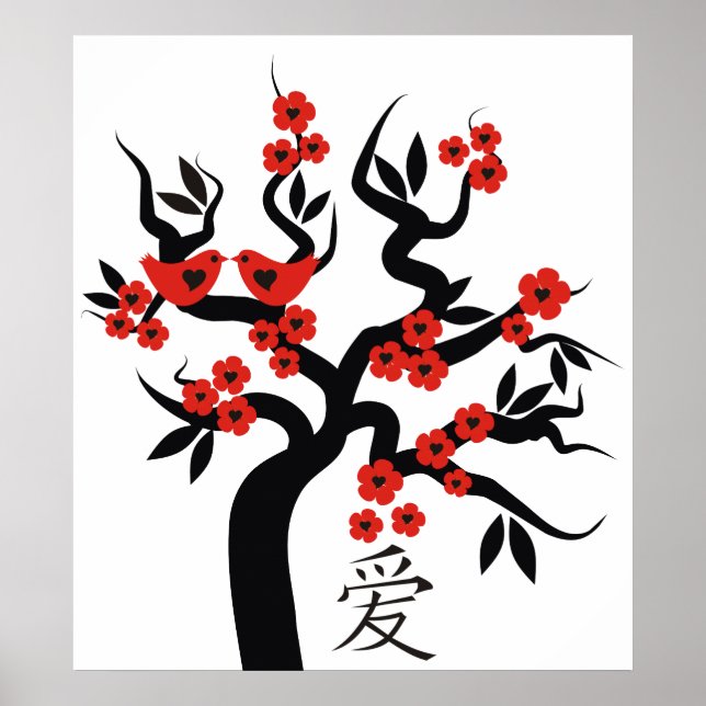 Poster Symbole d'amour chinois Inséparable sur Sakura Tre (Devant)