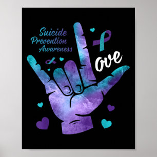 Poster Symbole d'amour Turquoise &amp ; Suicide de ruban 