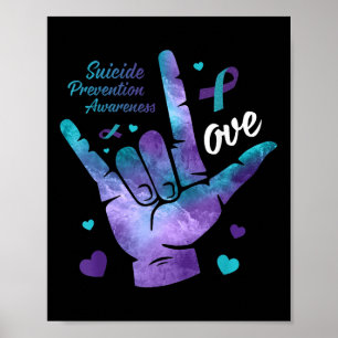Poster Symbole d'amour Turquoise & ; Suicide de ruban
