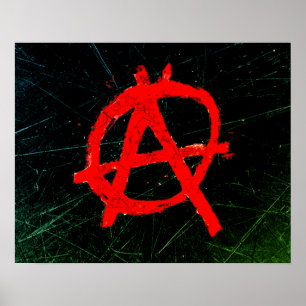 Poster Symbole d'anarchie rouge grungy