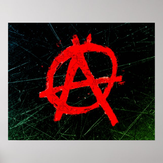 Poster Symbole d'anarchie rouge grungy (Devant)