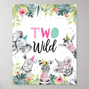 Poster Symbole d'anniversaire de deux animaux sauvages de