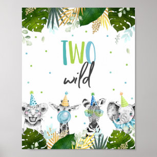 Poster Symbole d'anniversaire de deux animaux sauvages de