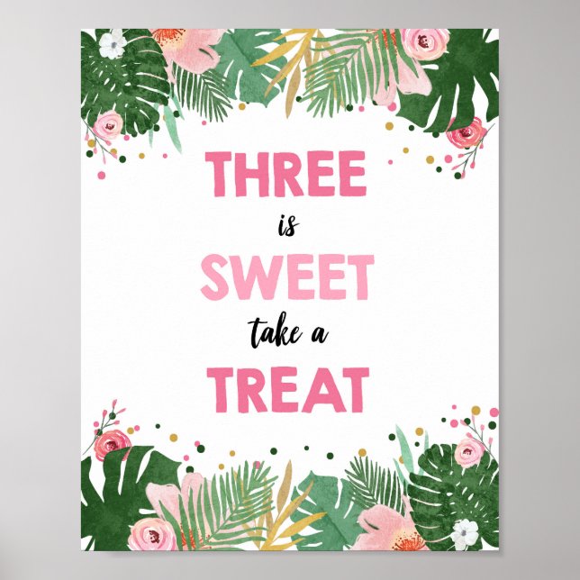 Poster SYMBOLE D'ANNIVERSAIRE DE FILLE DE Safari Tropical (Devant)
