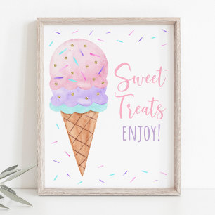 Poster Symbole d'anniversaire de la crème glacée arrose l