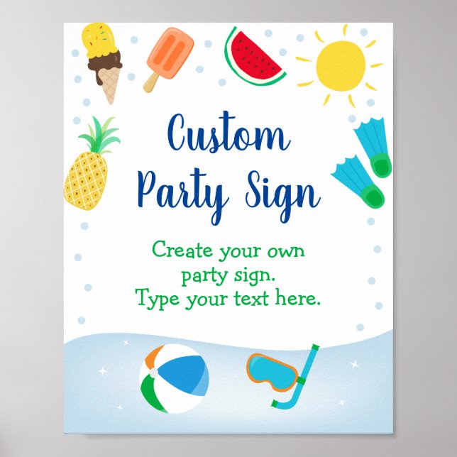 Poster Symbole d'anniversaire de la fête de la piscine (Devant)