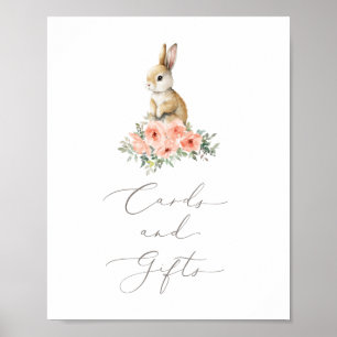 Poster Symbole d'anniversaire de la fille de Bunny Floral