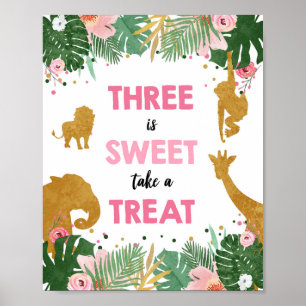 Poster Symbole d'anniversaire de la fille de Safari Sweet