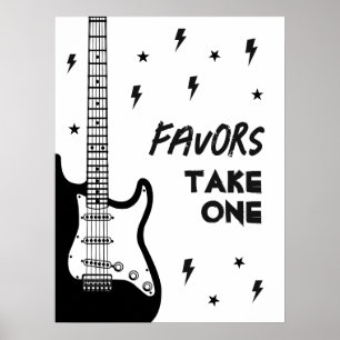Poster Symbole d'anniversaire de la guitare Rock and Roll