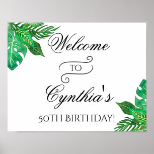 Poster Symbole d'anniversaire de la jungle tropicale Bien