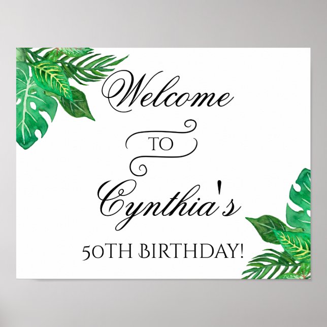 Poster Symbole d'anniversaire de la jungle tropicale Bien (Devant)