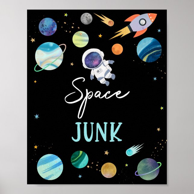 Poster Symbole d'anniversaire de l'astronaute bleu (Devant)