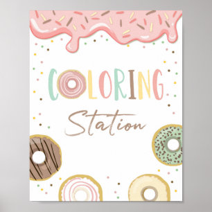 Poster Symbole d'anniversaire Donut Rose Girl