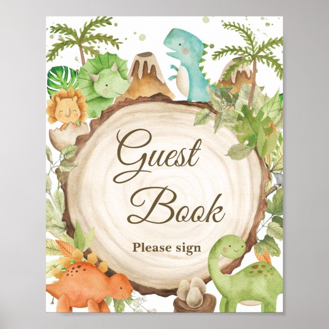 Poster Symbole d'anniversaire du Baby shower des Dinosaur (Devant)