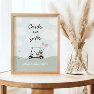 Poster Symbole d'anniversaire du golf de trous en un pour