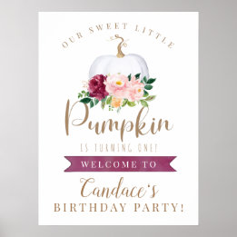 Poster Symbole d'anniversaire d'un petit Citrouille doux