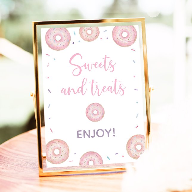 Poster Symbole d'anniversaire Pink Pastel Donut Sweet (Créateur téléchargé)