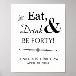 Poster Symbole d'anniversaire Retro Eat Drink and Be Quar