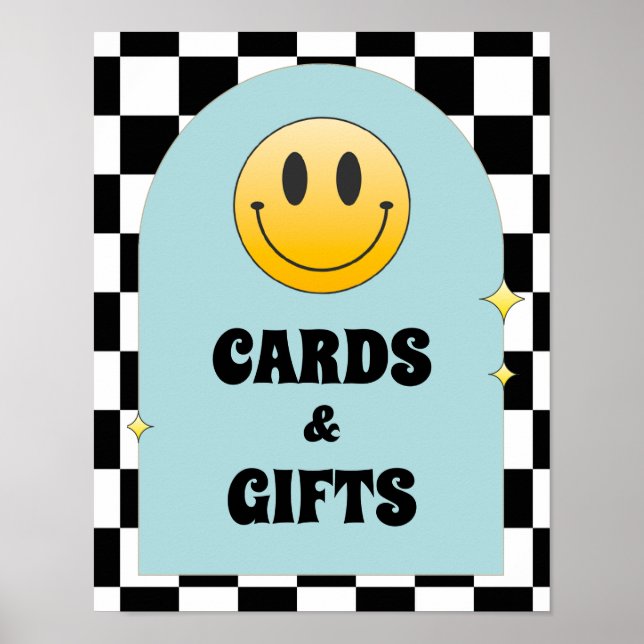 Poster Symbole d'anniversaire Retro One Happy Dude Cartes (Devant)