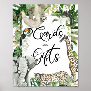 Poster Symbole de Baby shower animal sauvage Tropical Saf