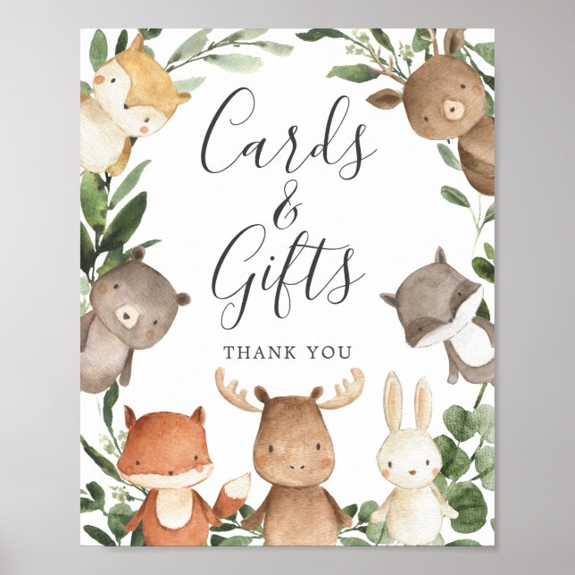 Poster Symbole de Baby shower de cartes et cadeaux Woodla (Devant)