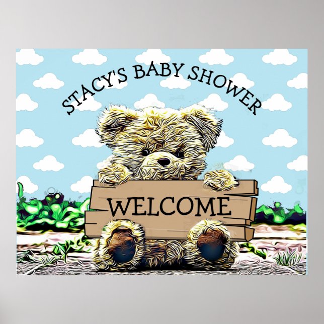 Poster Symbole de Baby shower d'ours en peluche personnal (Devant)