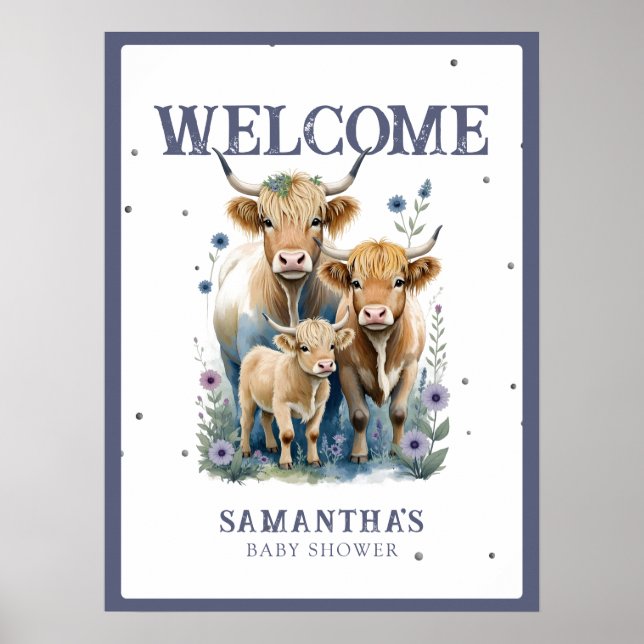 Poster Symbole de Baby shower élégant de la vache Sainte- (Devant)