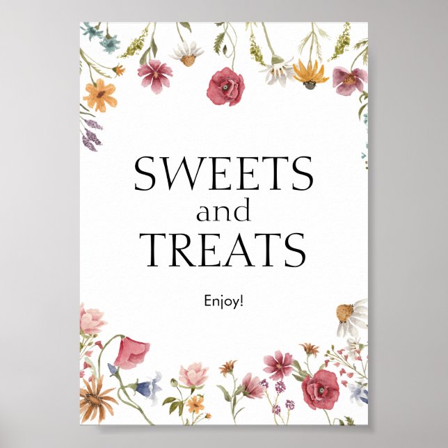 Poster Symbole de Baby shower Floral Sweets and Traits (Devant)