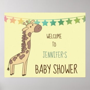 Poster Symbole de Baby shower personnalisable Giraffe et 