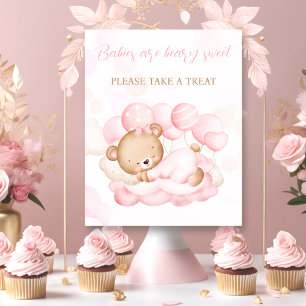 Poster Symbole de Baby shower préféré de l'ours rose fill