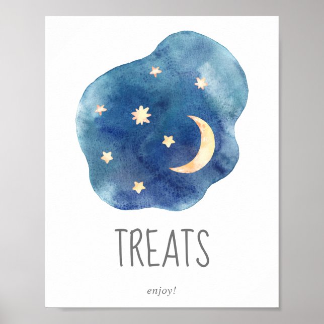 Poster Symbole de Baby shower Traitements Lune et Étoiles (Devant)